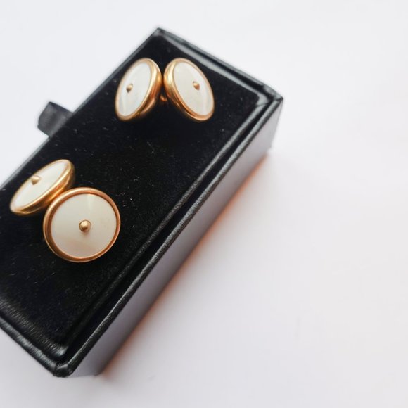 White Enamel Art Deco Cufflinks - Picture 2 of 2